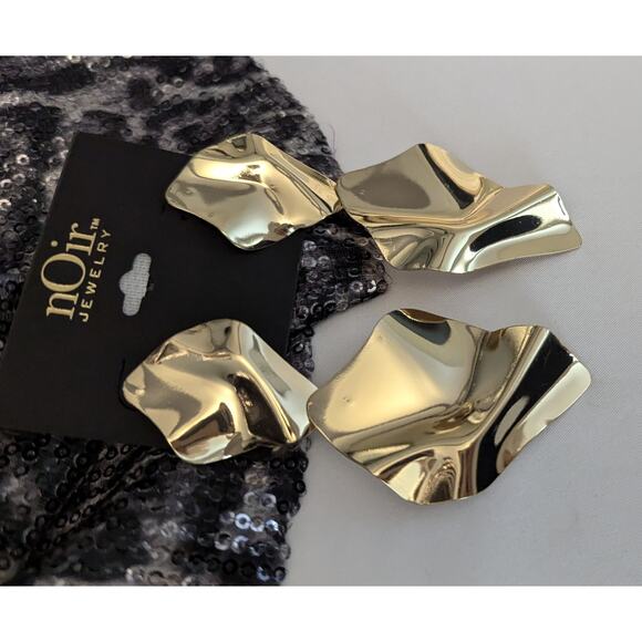 nOir Gold Toned Abstract Dangle Earrings - Picture 3 of 6